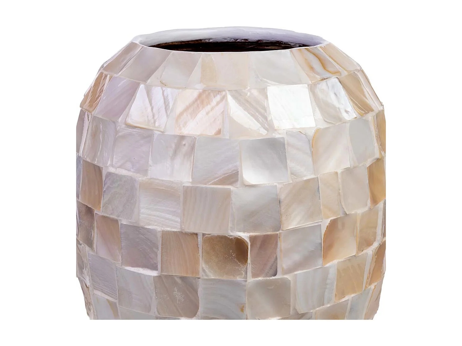 Jarrón de madera y madreperla beige D24x35h cm