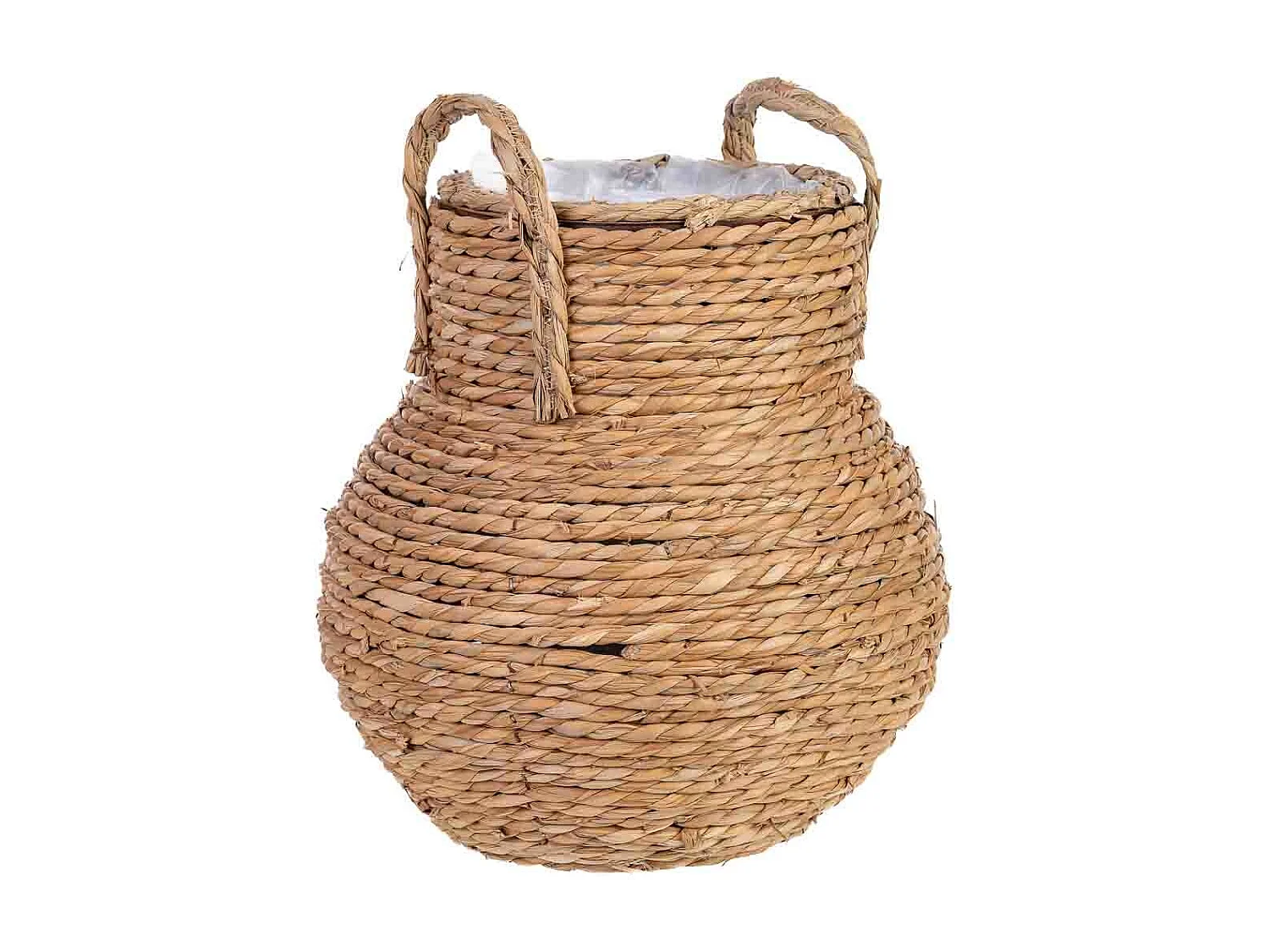 Vaso decorativo in corda con manici cm 20x20x33h