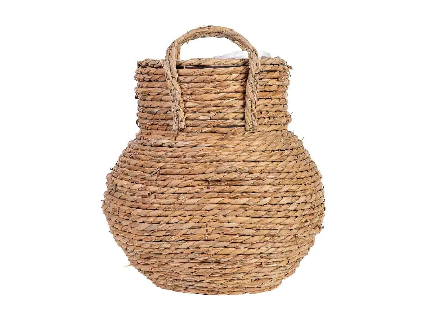 Vaso decorativo in corda con manici cm 20x20x33h