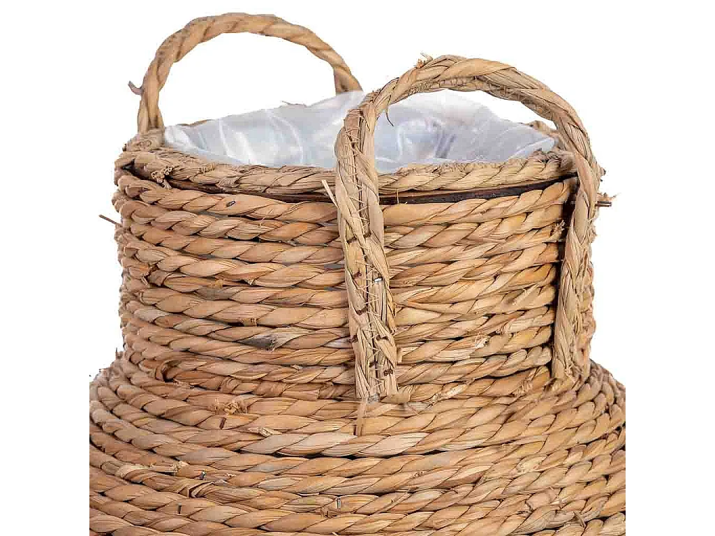 Vaso decorativo in corda con manici cm 20x20x33h