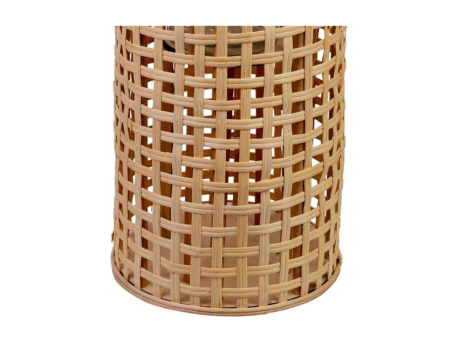 Lanterne en bambou avec bougeoir en verre