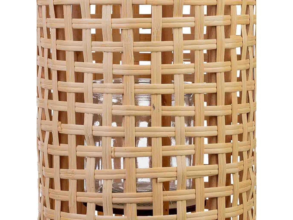 Bambuslaterne mit Glasbehälter für Kerze D24x53,5h cm