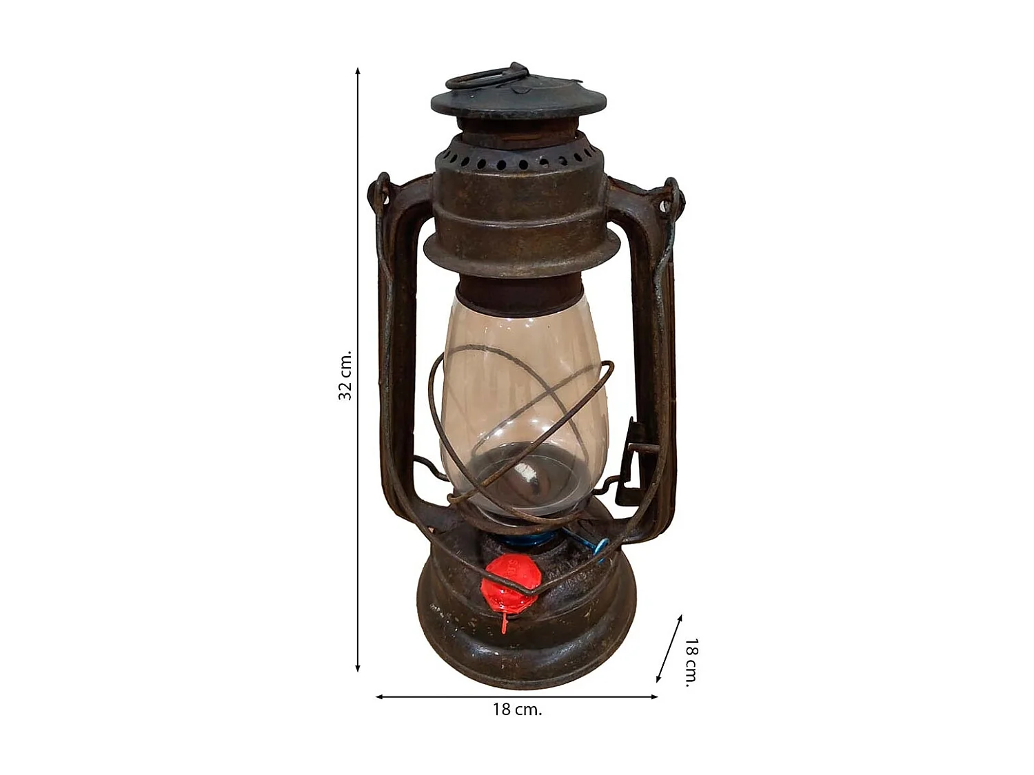 Farol portavelas de metal artesanal 18x18x32