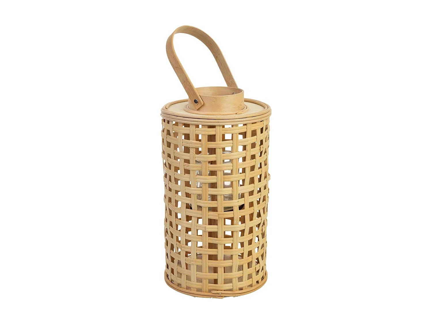 Lanterna em bambu com porta-velas em vidro D24x53,5h cm