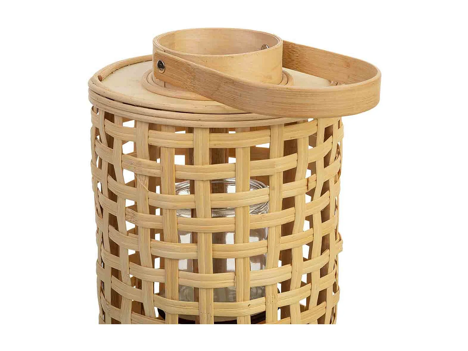Lanterna em bambu com porta-velas em vidro D24x53,5h cm