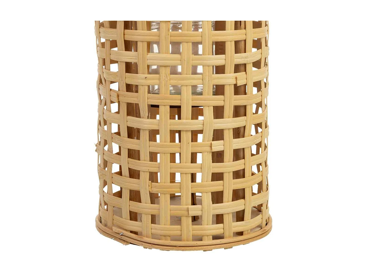 Bambuslaterne mit Kerzenhalter aus Glas D24x53,5h cm