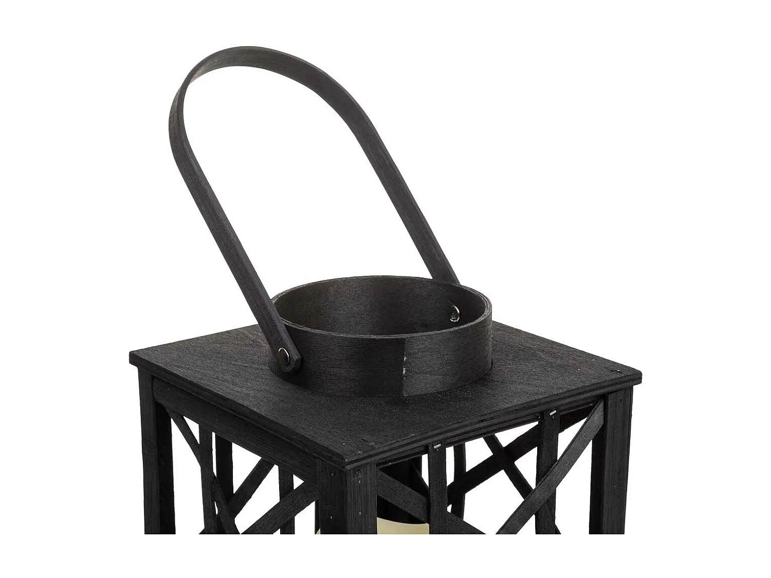 Lanterna em bambu e madeira com vela a pilhas 18x18x26,5/39h cm