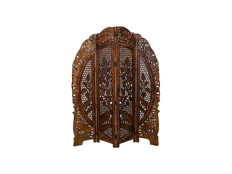 Brauner handgefertigter Holzparavent 38(x4)x2,5x180h cm