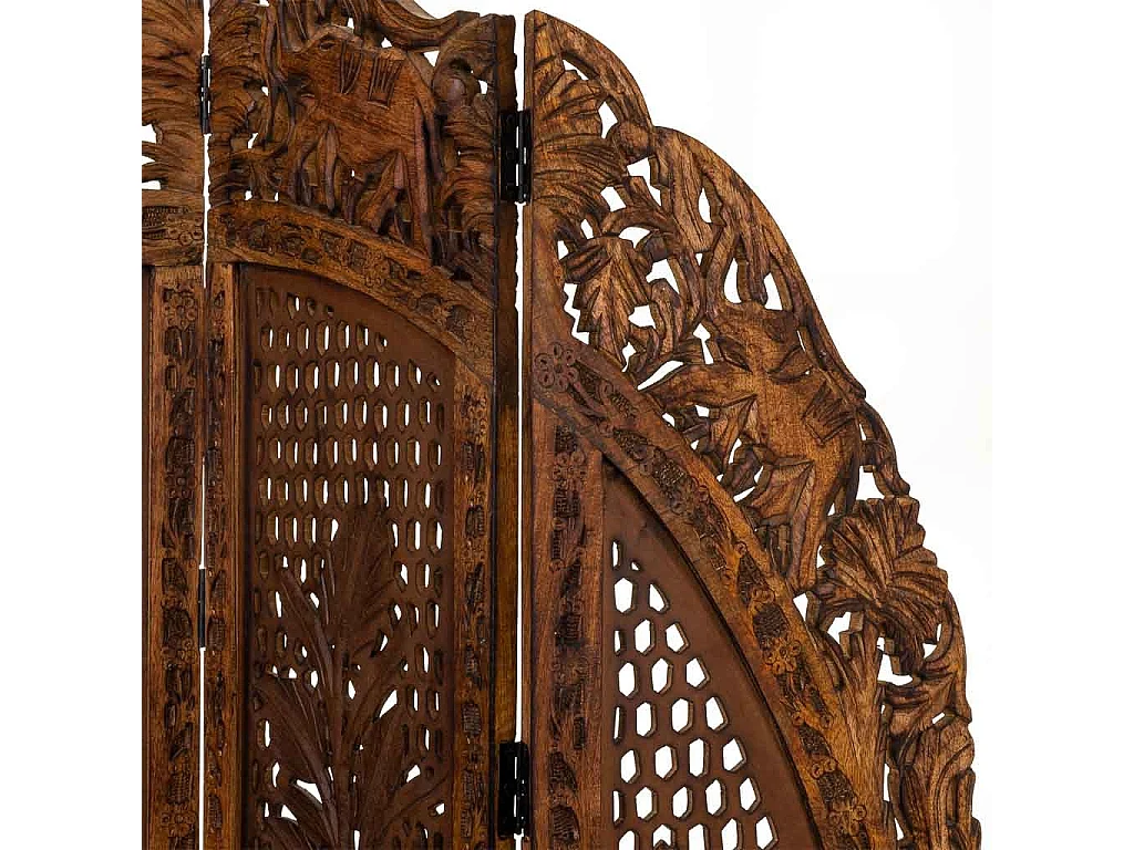 Biombo de madera artesanal marrón 38(x4)x2,5x180