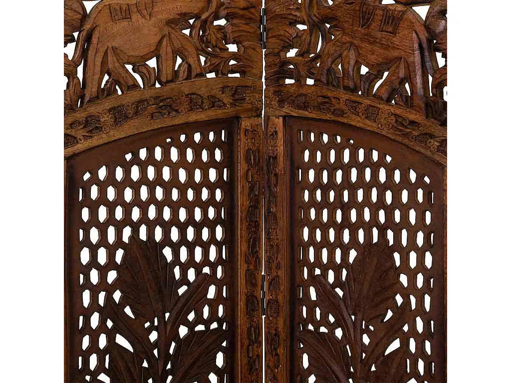 Biombo de madera artesanal marrón 38(x4)x2,5x180