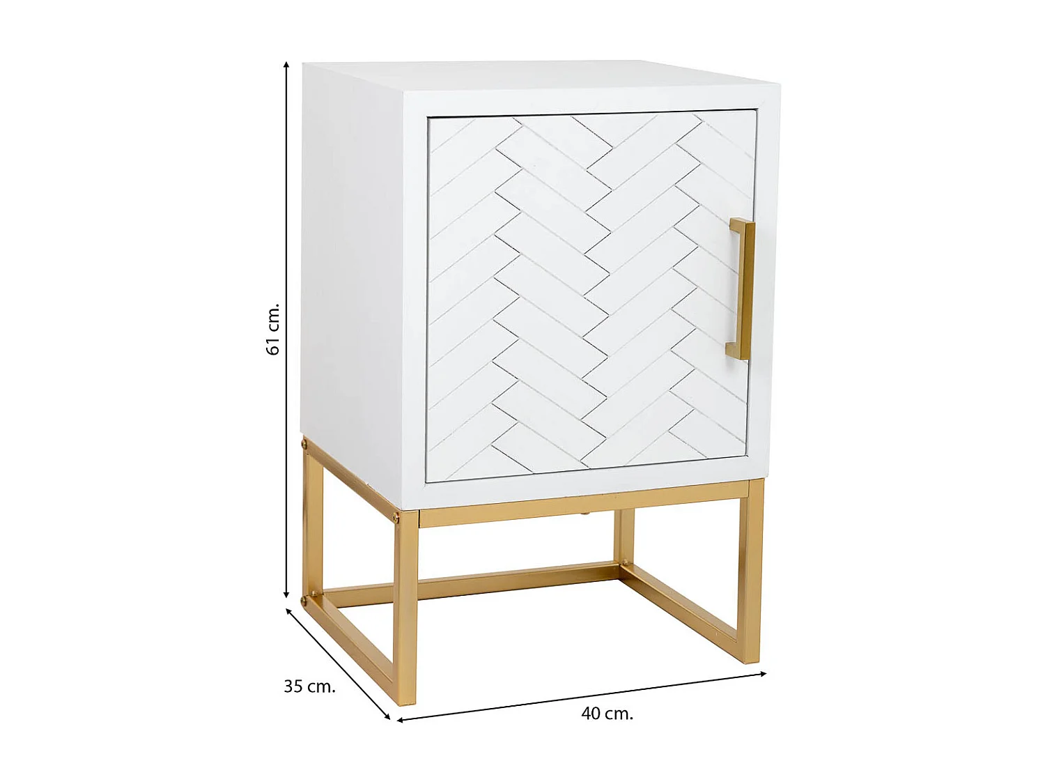 Mesita 1 puerta madera y metal 40x35x61h cm