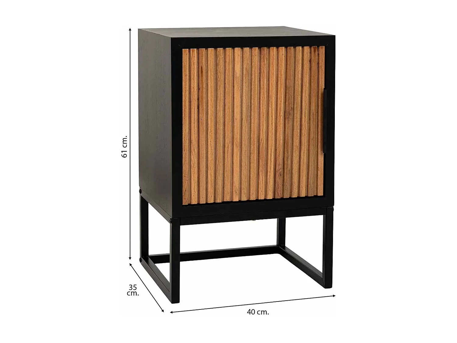 1-türiger Tisch aus Holz und Metall, 40x35x61H cm