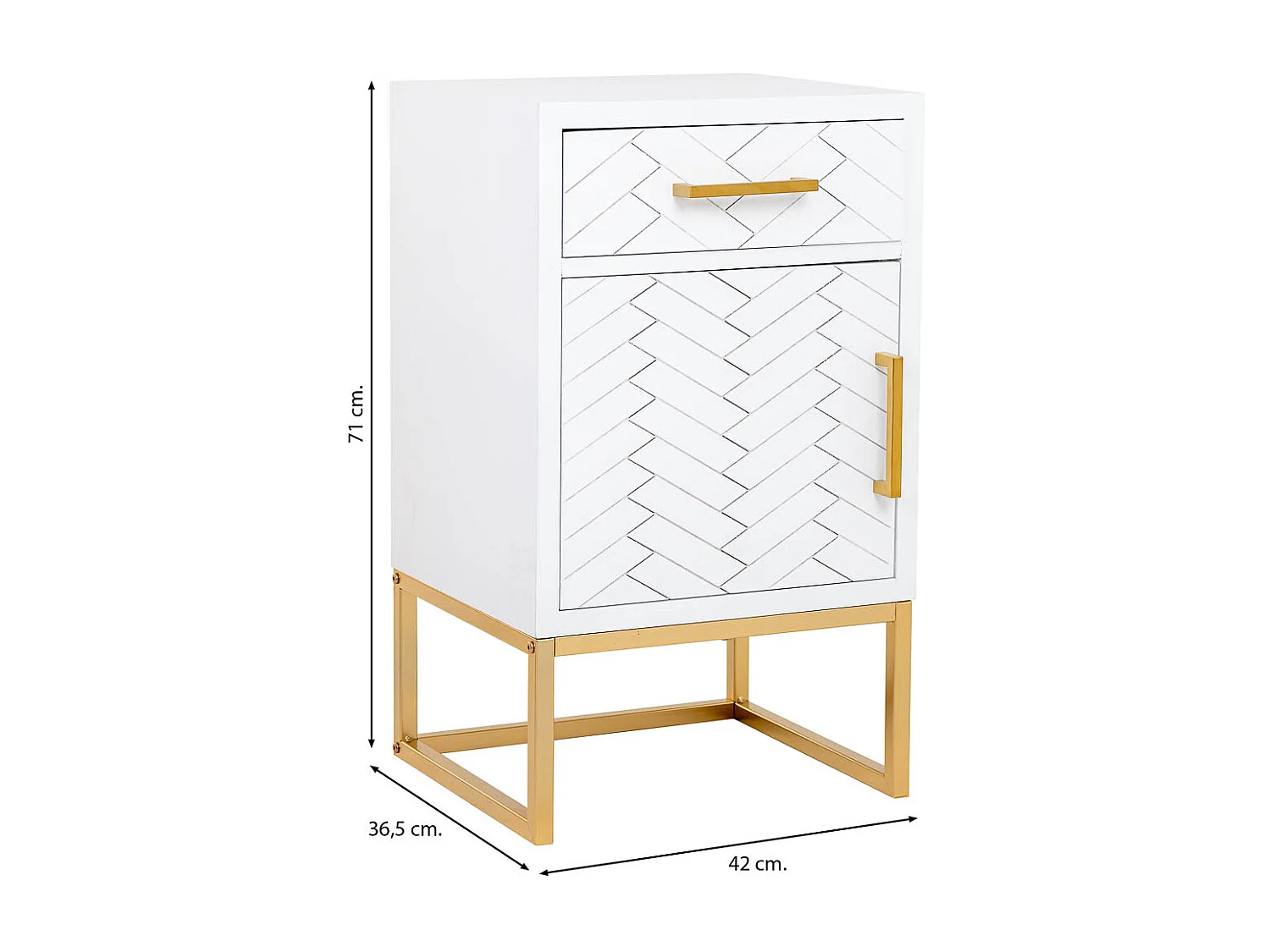 Secretária em madeira e metal com 1 gaveta e 1 porta 42x36,5x71h cm