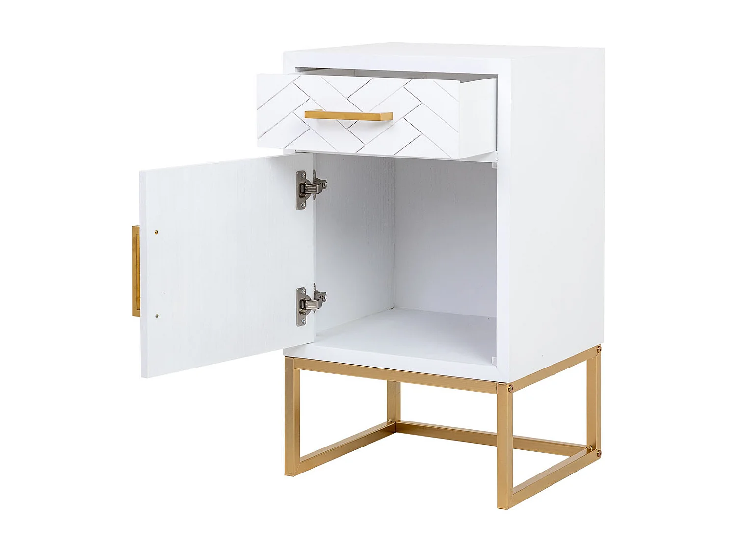 Secretária em madeira e metal com 1 gaveta e 1 porta 42x36,5x71h cm