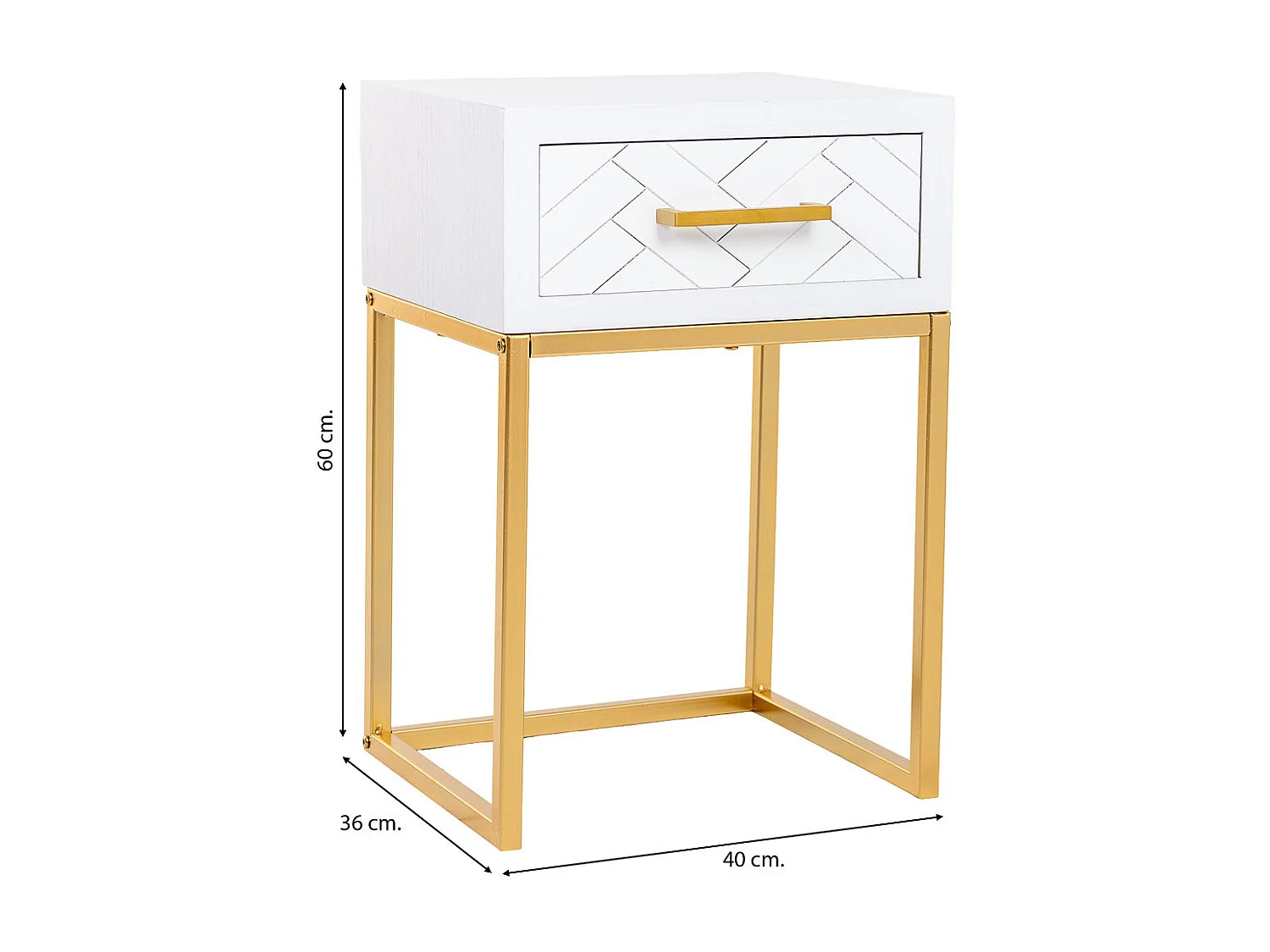 Mesita 1 cajón madera y metal 40x36x60