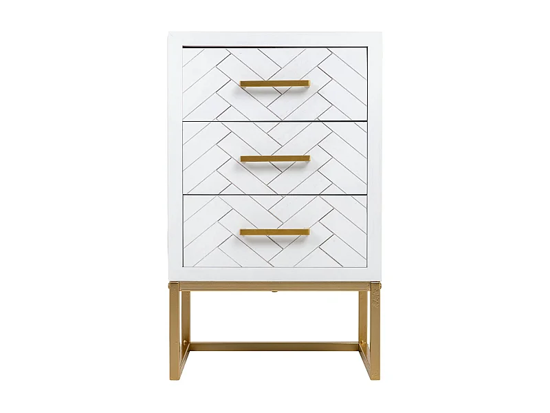 Mesita de 3 cajones de madera y metal 43x37x70h cm