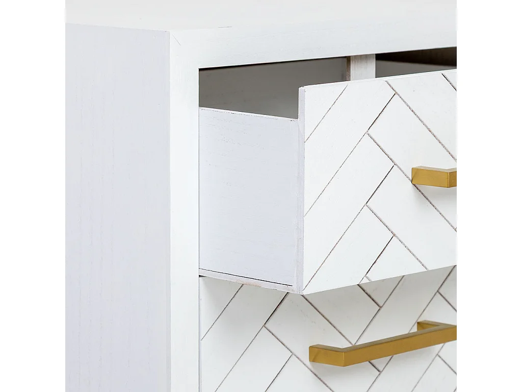 Mesa de cabeceira em madeira e metal com 3 gavetas 43x37x70h cm