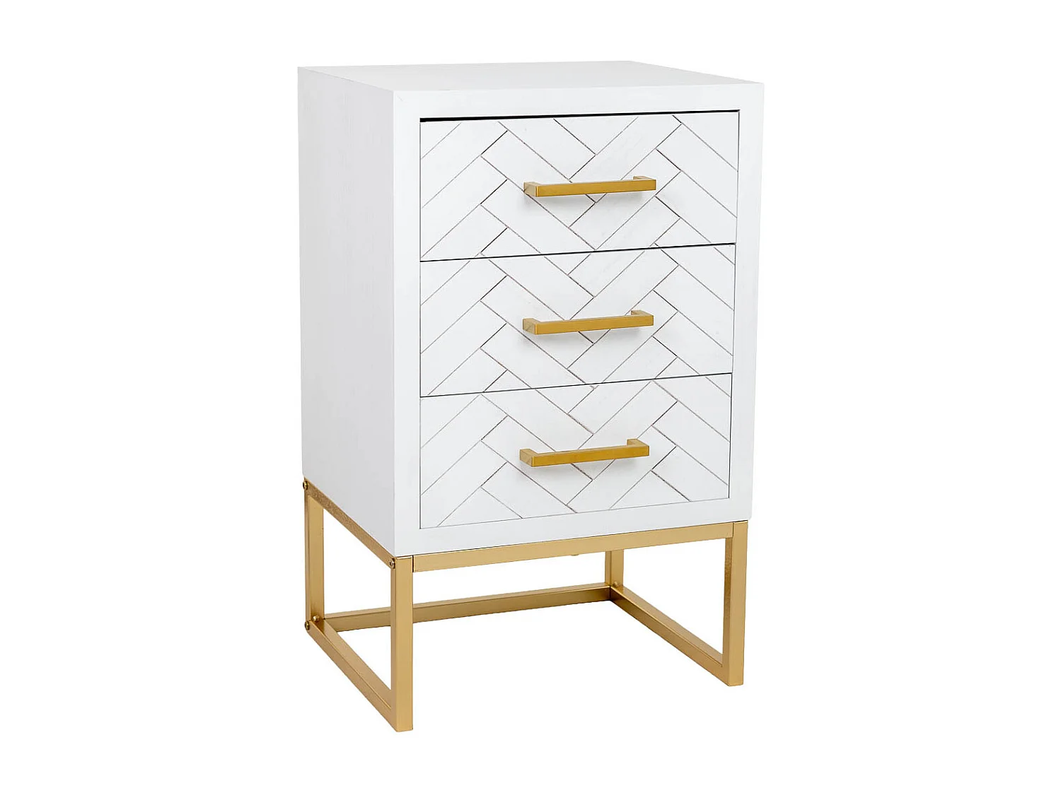 Comodino in legno e metallo 3 cassetti cm 43x37x70h