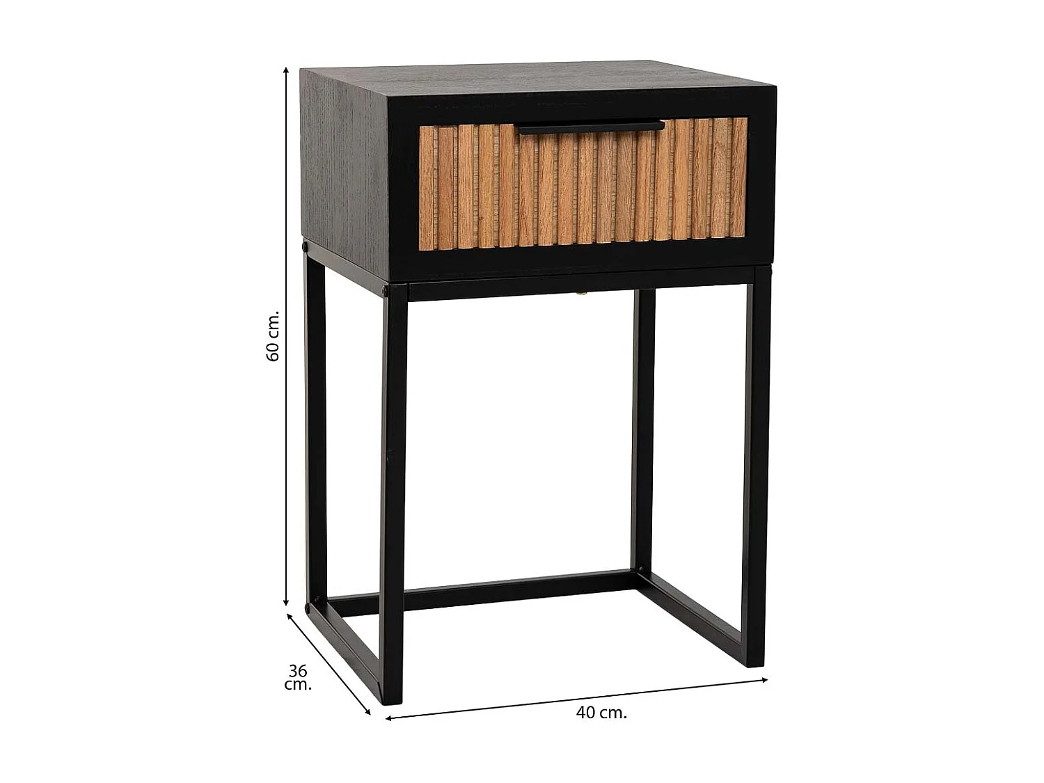 Mesa em madeira e metal 1 gaveta 40x36x60h cm