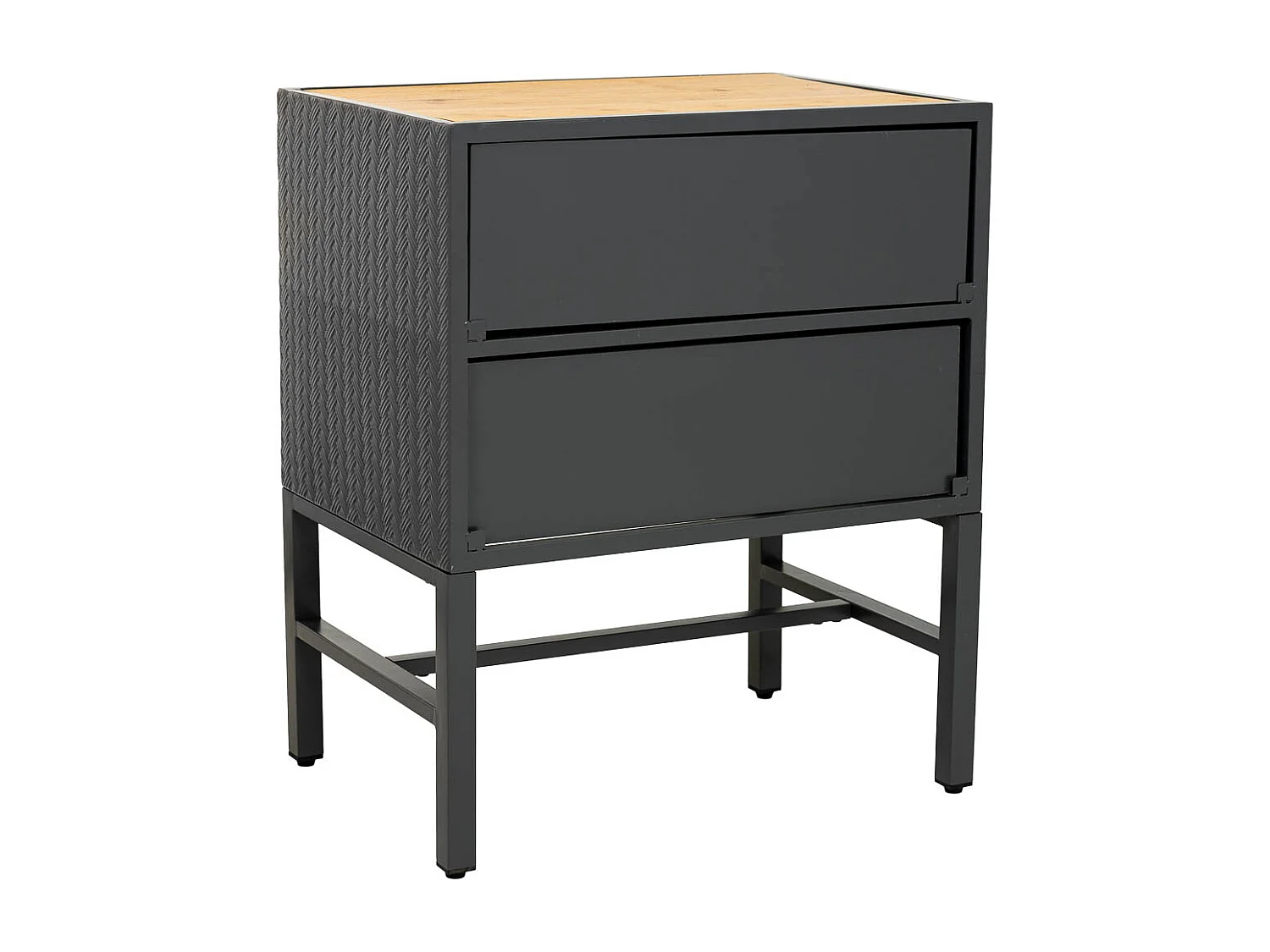 Nachttisch aus Metall und Holz, 2 Schubladen, 50x35x60H cm,  schwarz