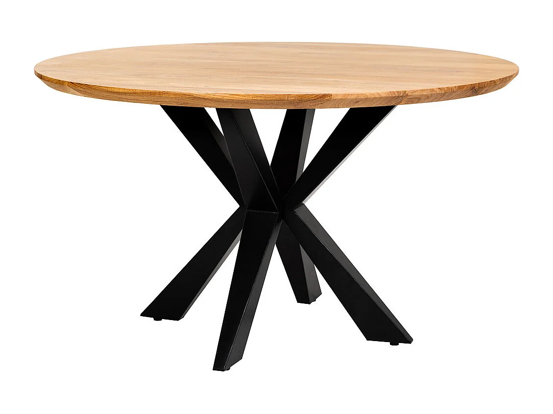 Runder Esstisch mit Schweizer Kante, Akazienholzfarbe, D130x77 cm