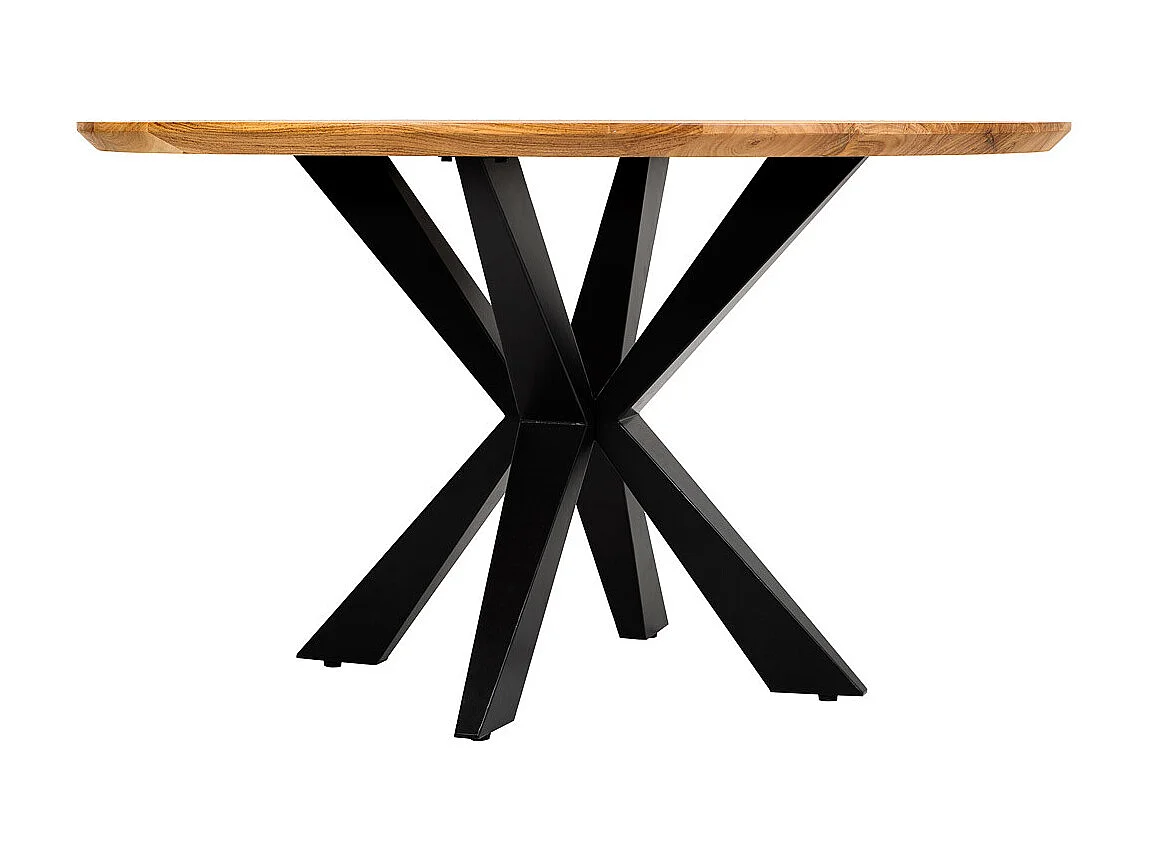 Runder Esstisch mit Schweizer Kante, Akazienholzfarbe, D130x77 cm