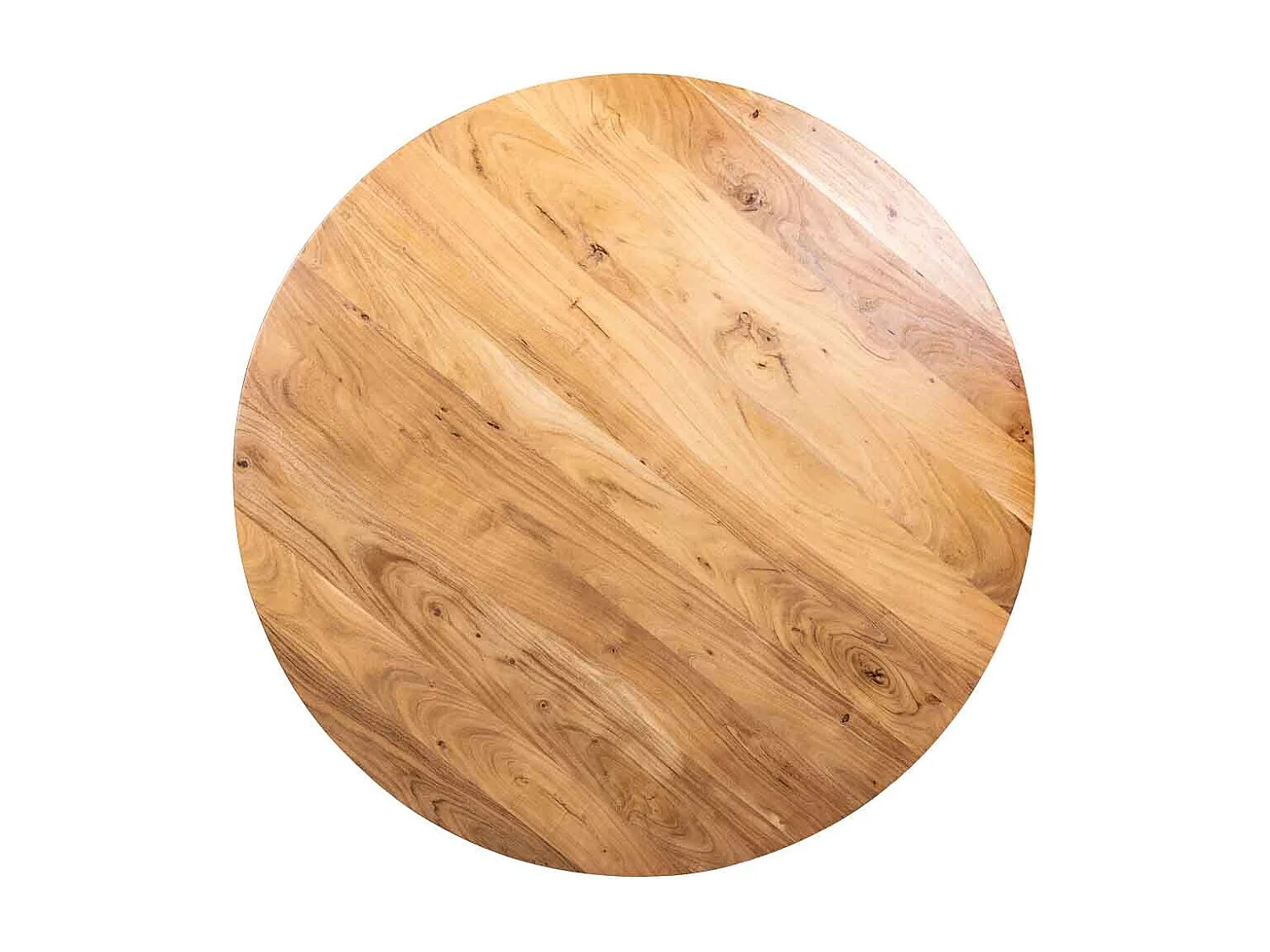 Runder Esstisch mit Schweizer Kante, Akazienholzfarbe, D130x77 cm