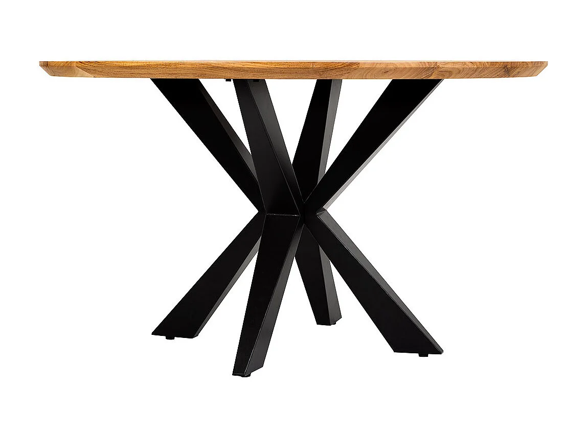 Runder Esstisch mit Schweizer Kante, Akazienholzfarbe, D130x77 cm
