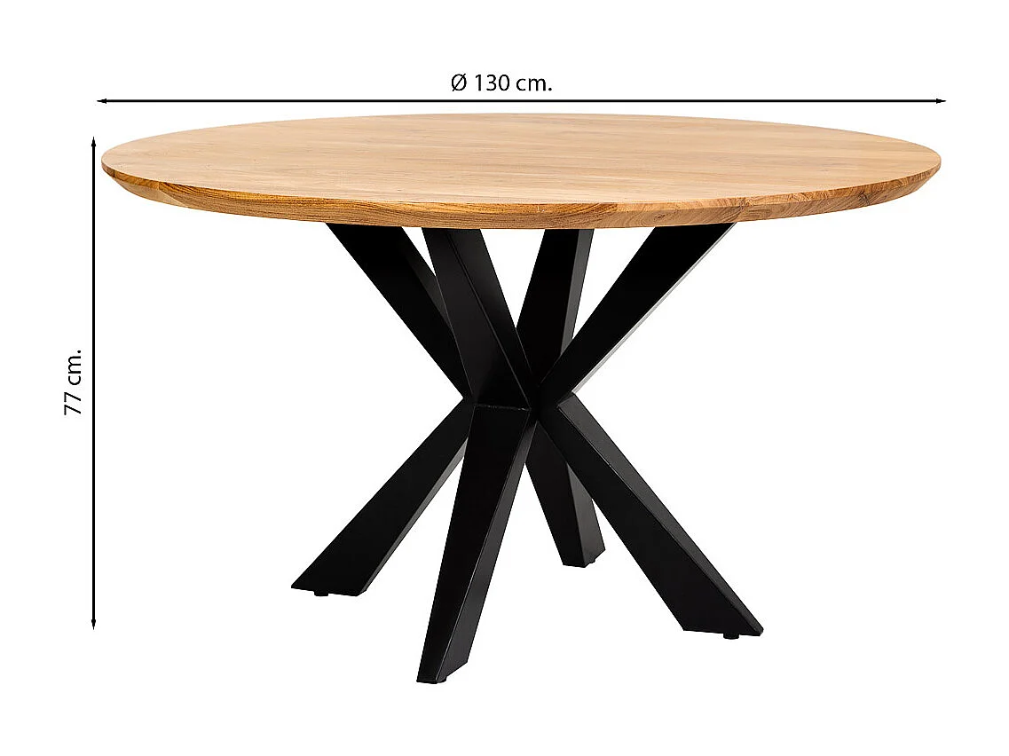 Runder Esstisch mit Schweizer Kante, Akazienholzfarbe, D130x77 cm