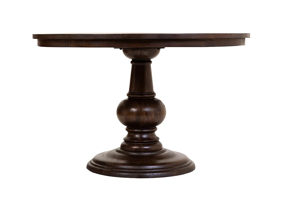 Runder Esstisch aus Mangoholz mit Walnuss-Finish, 120x77 cm