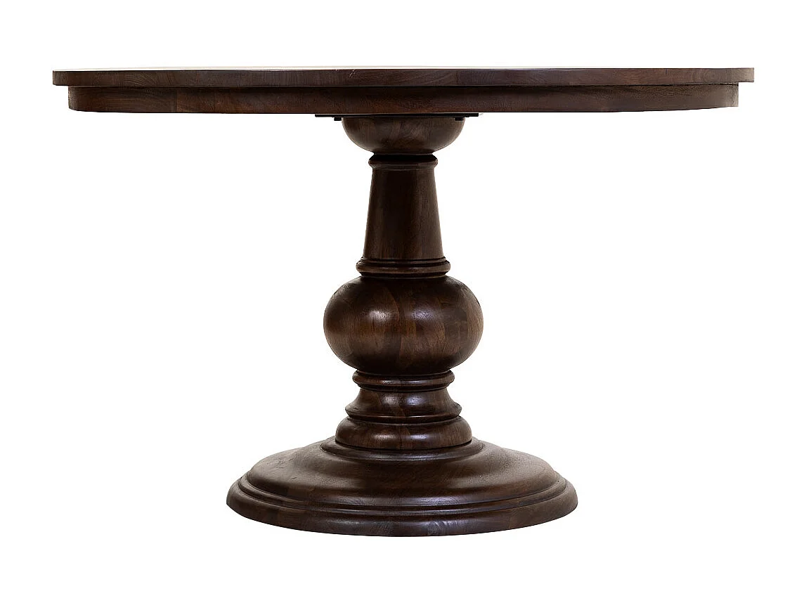 Runder Esstisch aus Mangoholz mit Walnuss-Finish, 120x77 cm