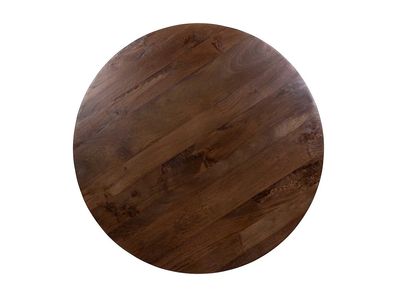 Runder Esstisch aus Mangoholz mit Walnuss-Finish, 120x77 cm