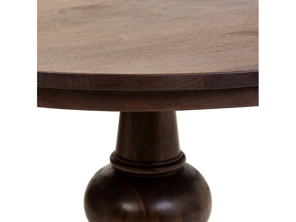 Runder Esstisch aus Mangoholz mit Walnuss-Finish, 120x77 cm