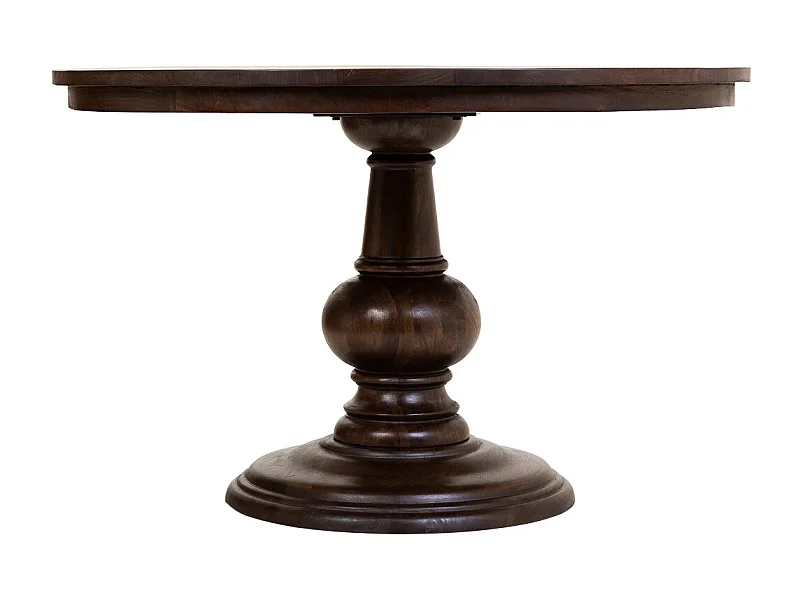 Runder Esstisch aus Mangoholz mit Walnuss-Finish, 120x77 cm