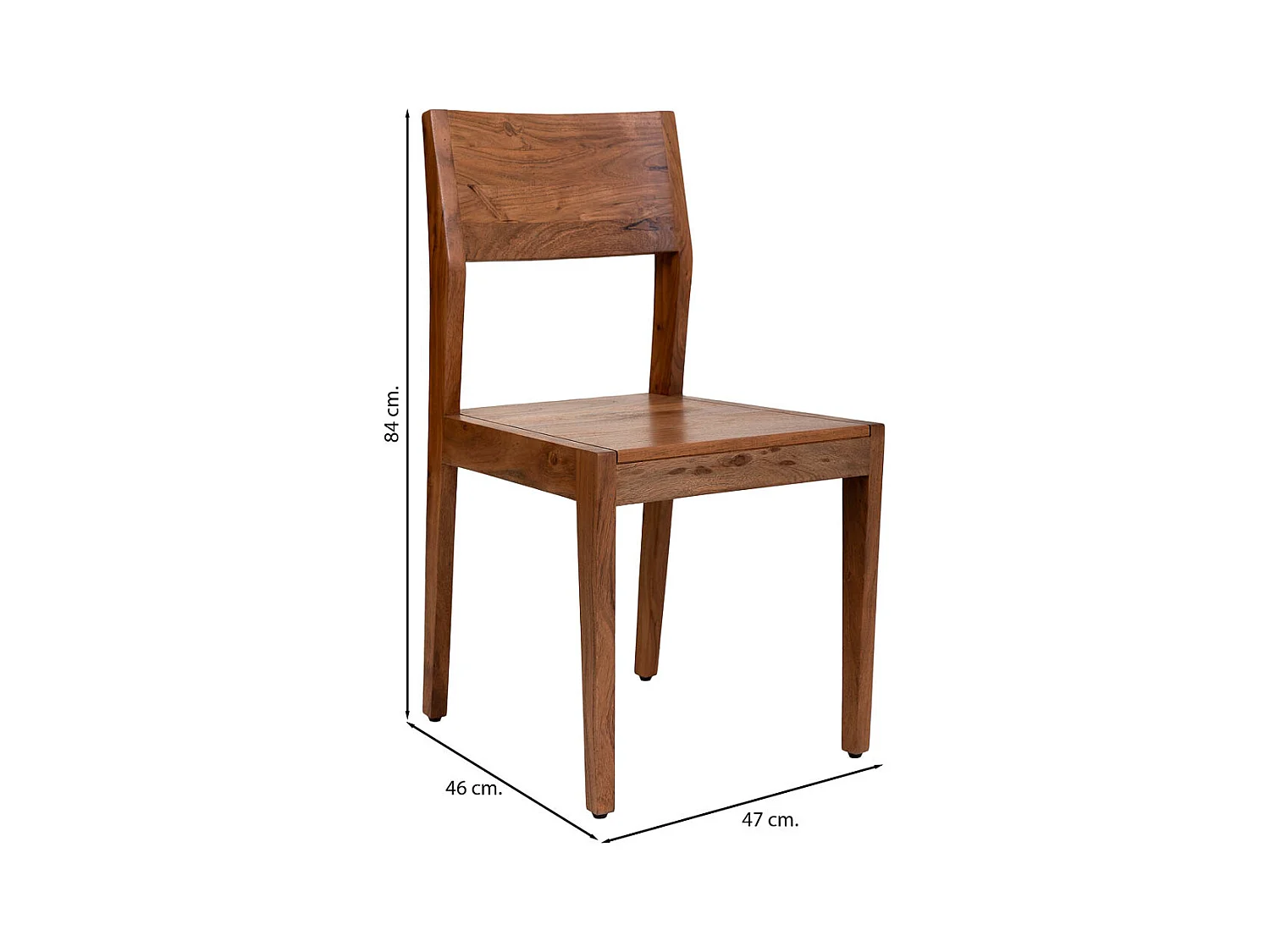 Chaise de salle à manger en bois finition marron 47x46x84h cm