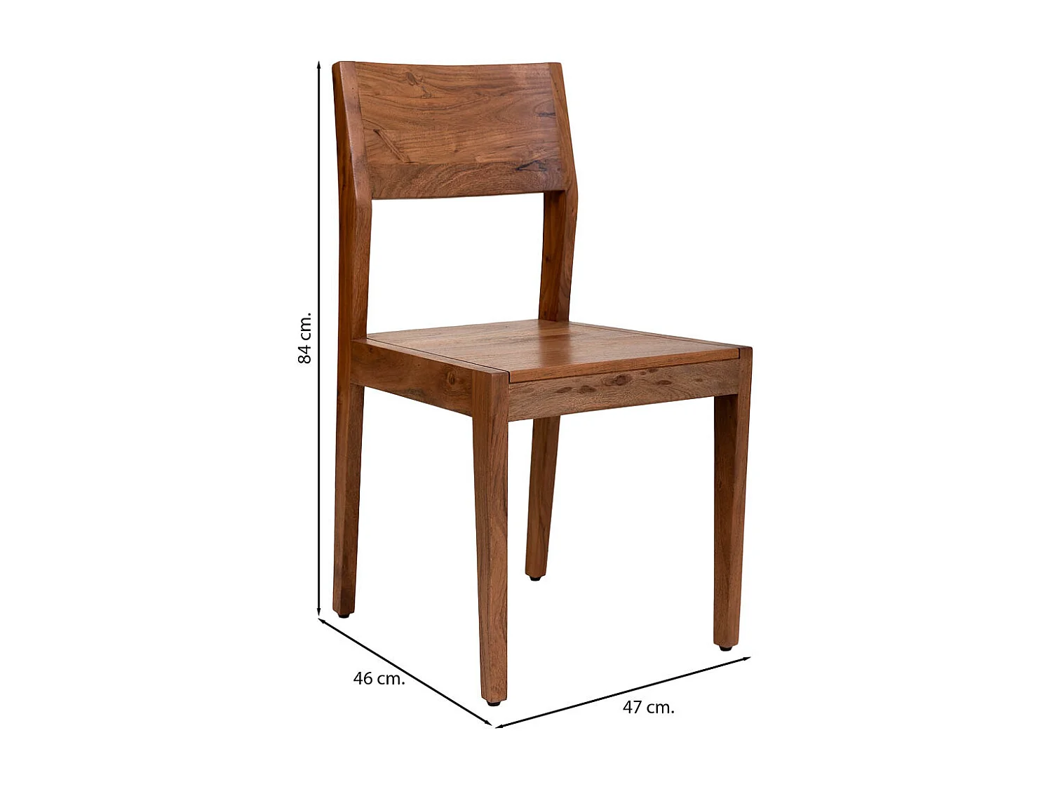 Silla de comedor de madera con acabado marrón 47x46x84h cm