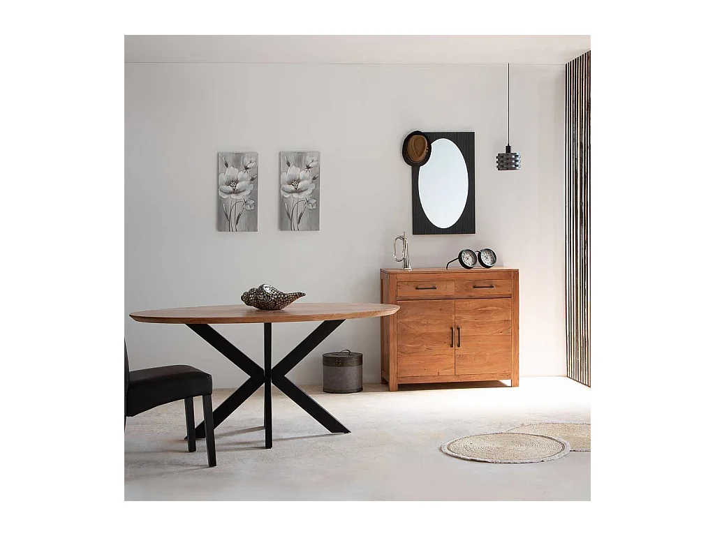 Table à manger ovale en bois marron 160x90x76