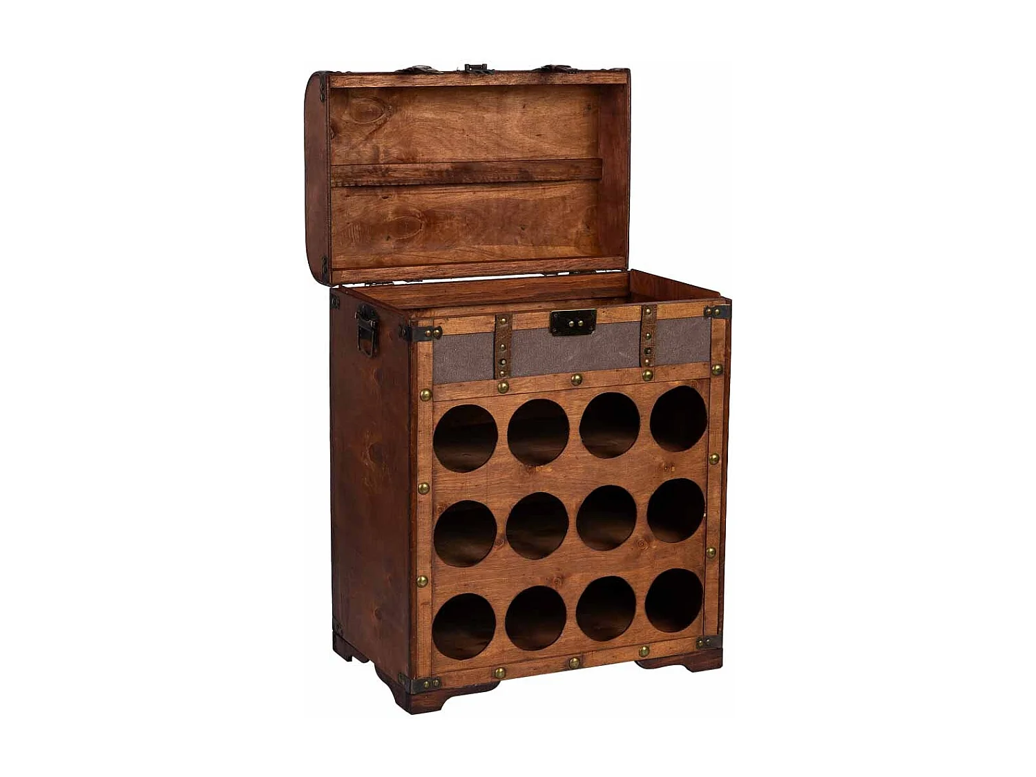 Weinregal-Truhe aus Holz, 45x28x59H cm