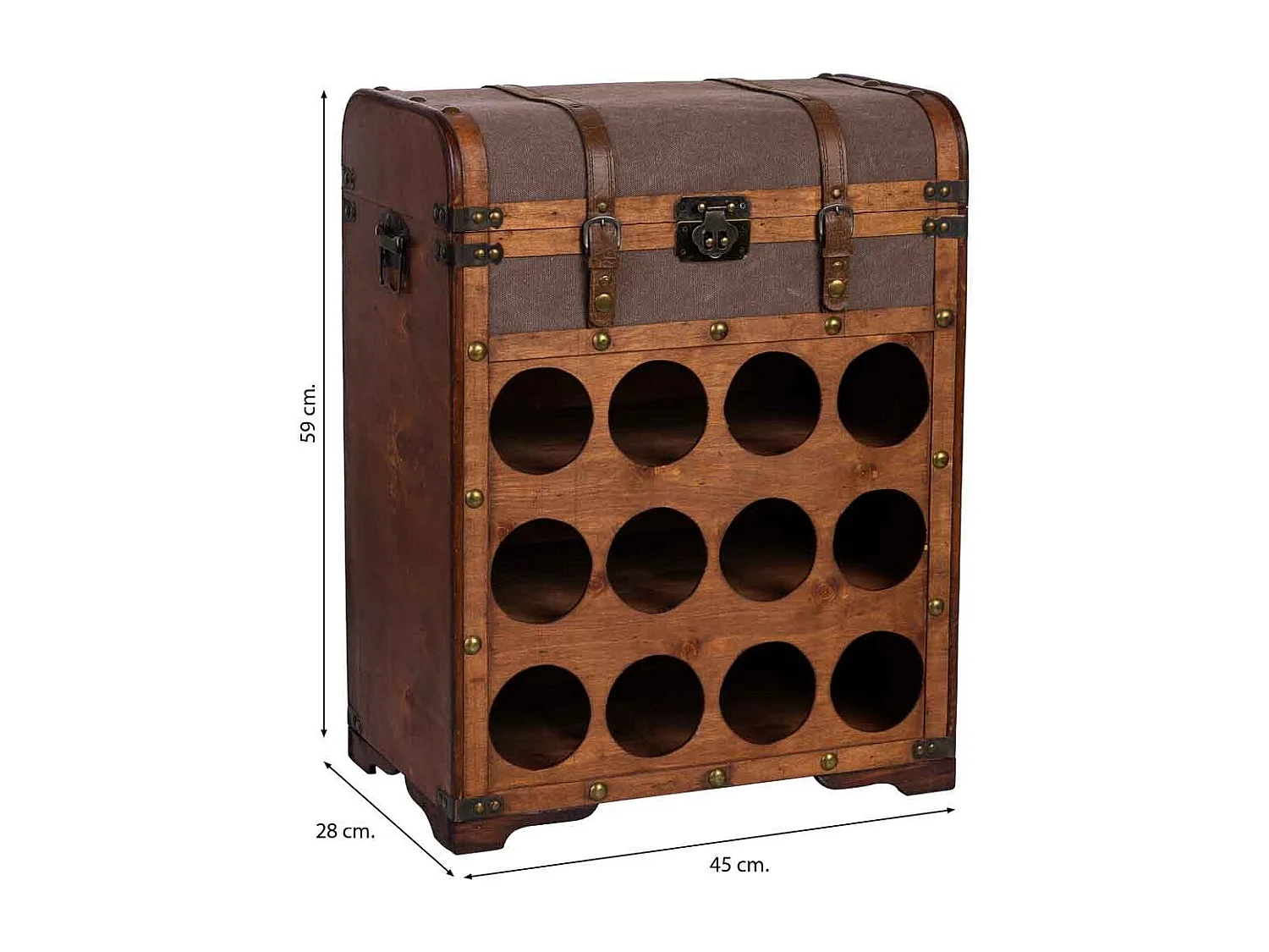 Weinregal-Truhe aus Holz, 45x28x59H cm
