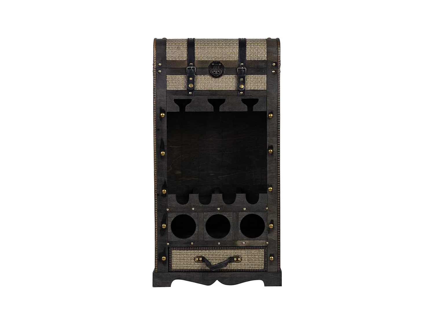Weinregal-Truhe aus Holz braun, 44x30x85h cm