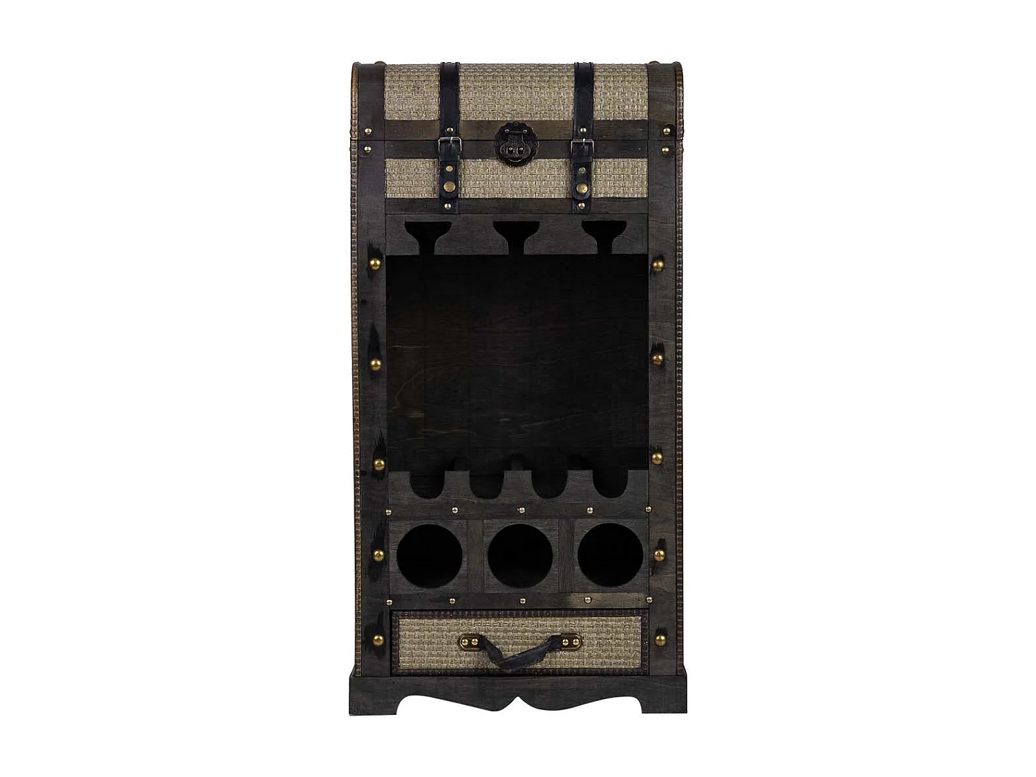 Baú adega de madeira marrom 44x30x85h cm