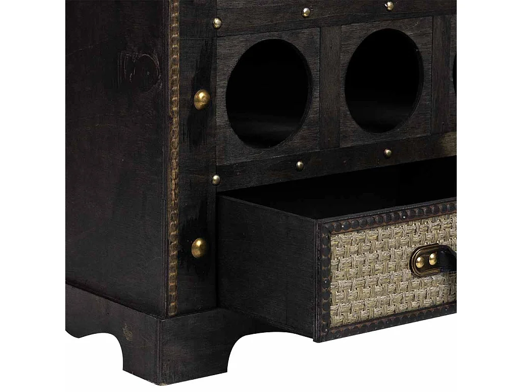 Baú adega de madeira marrom 44x30x85h cm