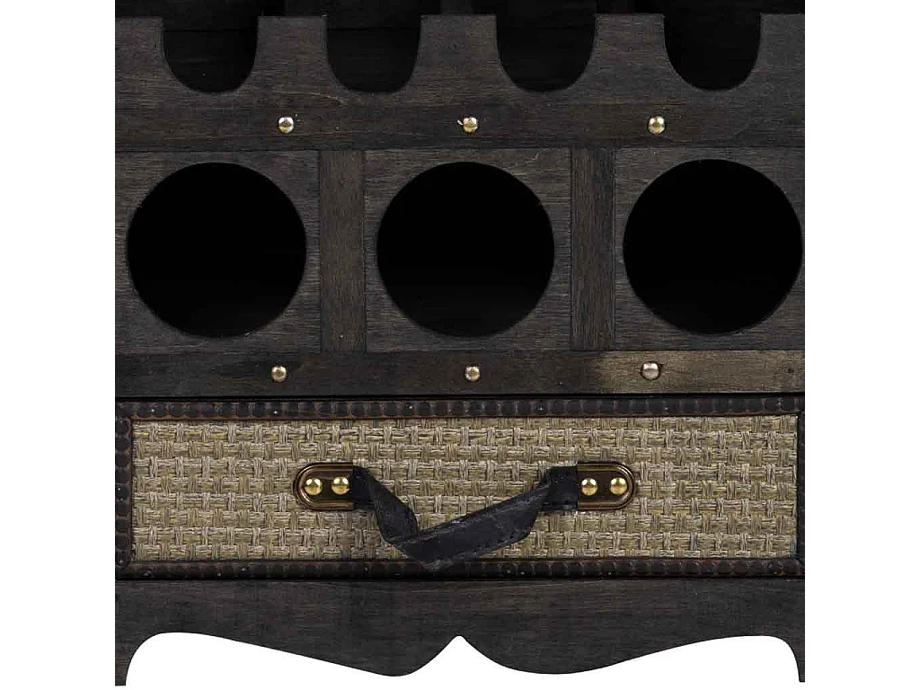 Baul porta bottiglie in legno marrone 44x30x85h cm
