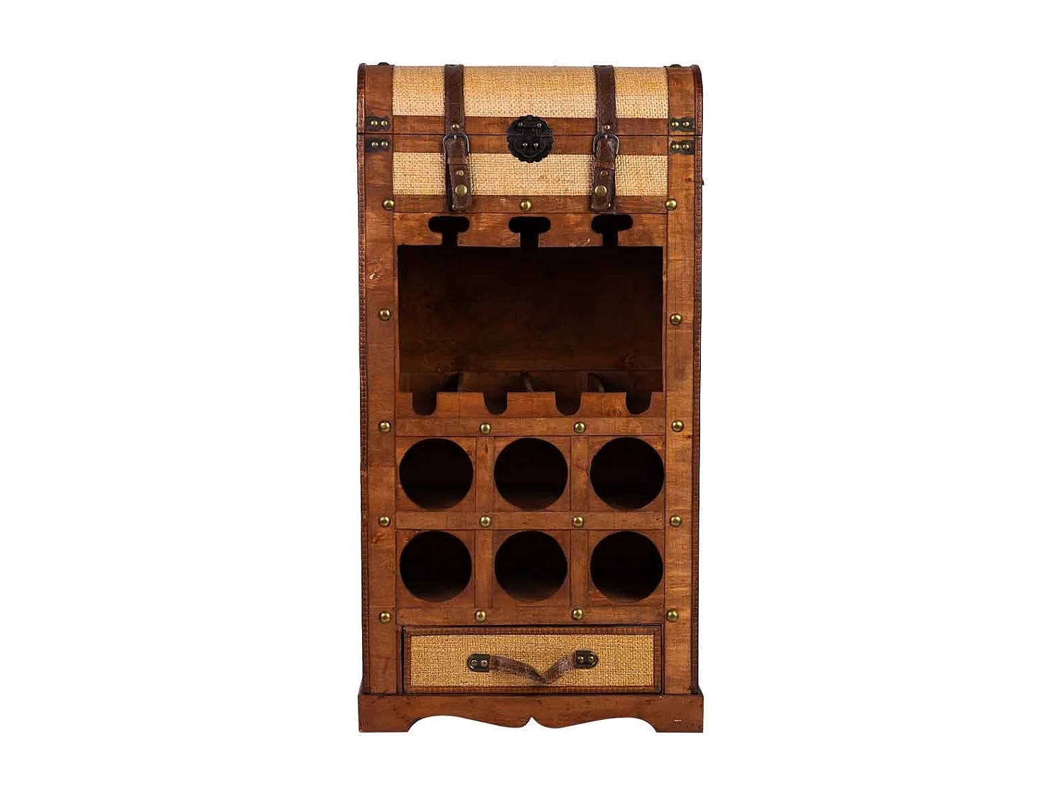 Baú adega de madeira marrom 44x30x85h cm