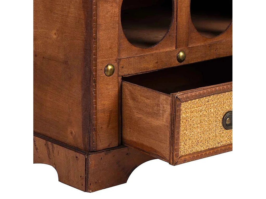 Baú adega de madeira marrom 44x30x85h cm