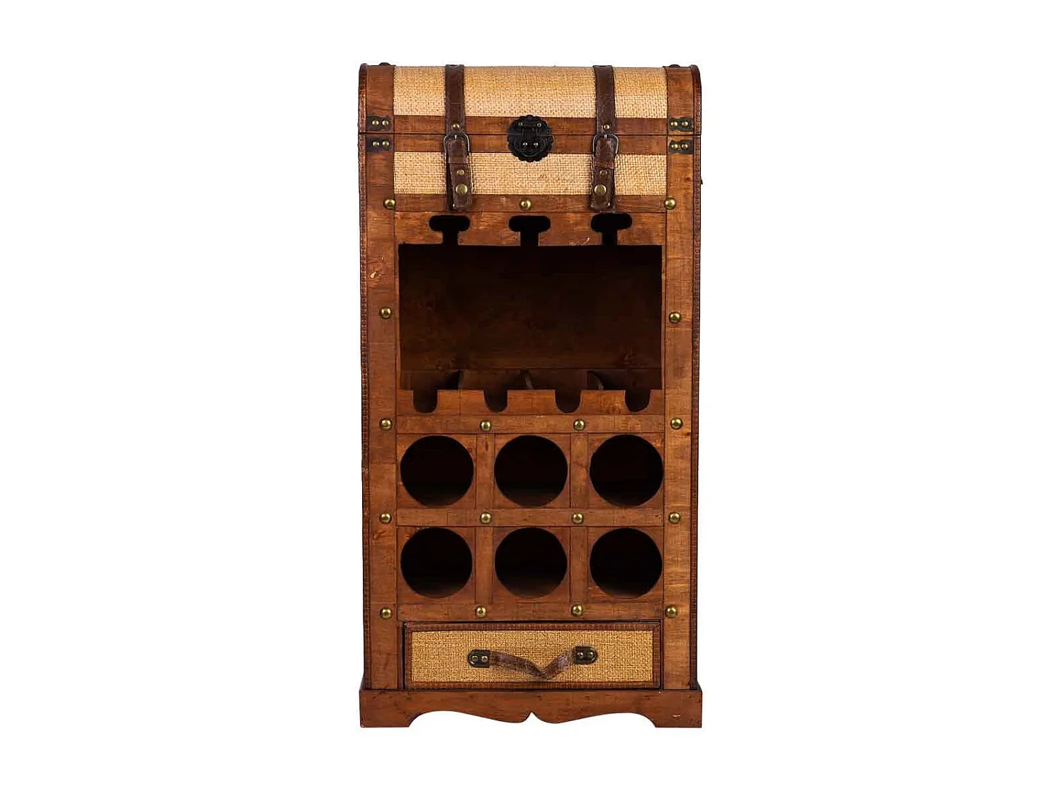 Weinregal-Truhe aus Holz braun, 44x30x85H cm