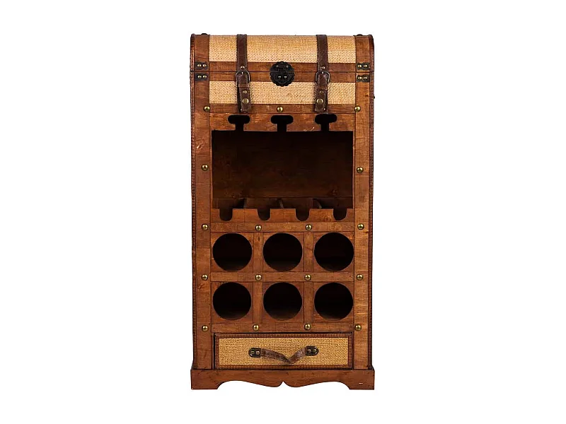 Baul porta bottiglie in legno marrone 44x30x85h cm