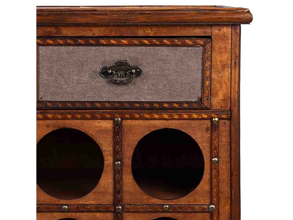 Weinregal-Truhe aus Holz braun, 63x31x69,5h cm