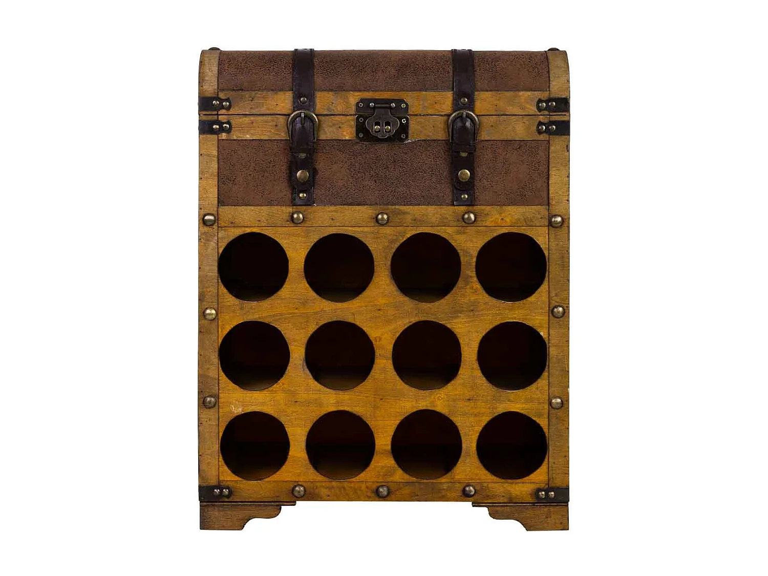 Weinregal-Truhe aus Holz braun, 45x28x59H cm