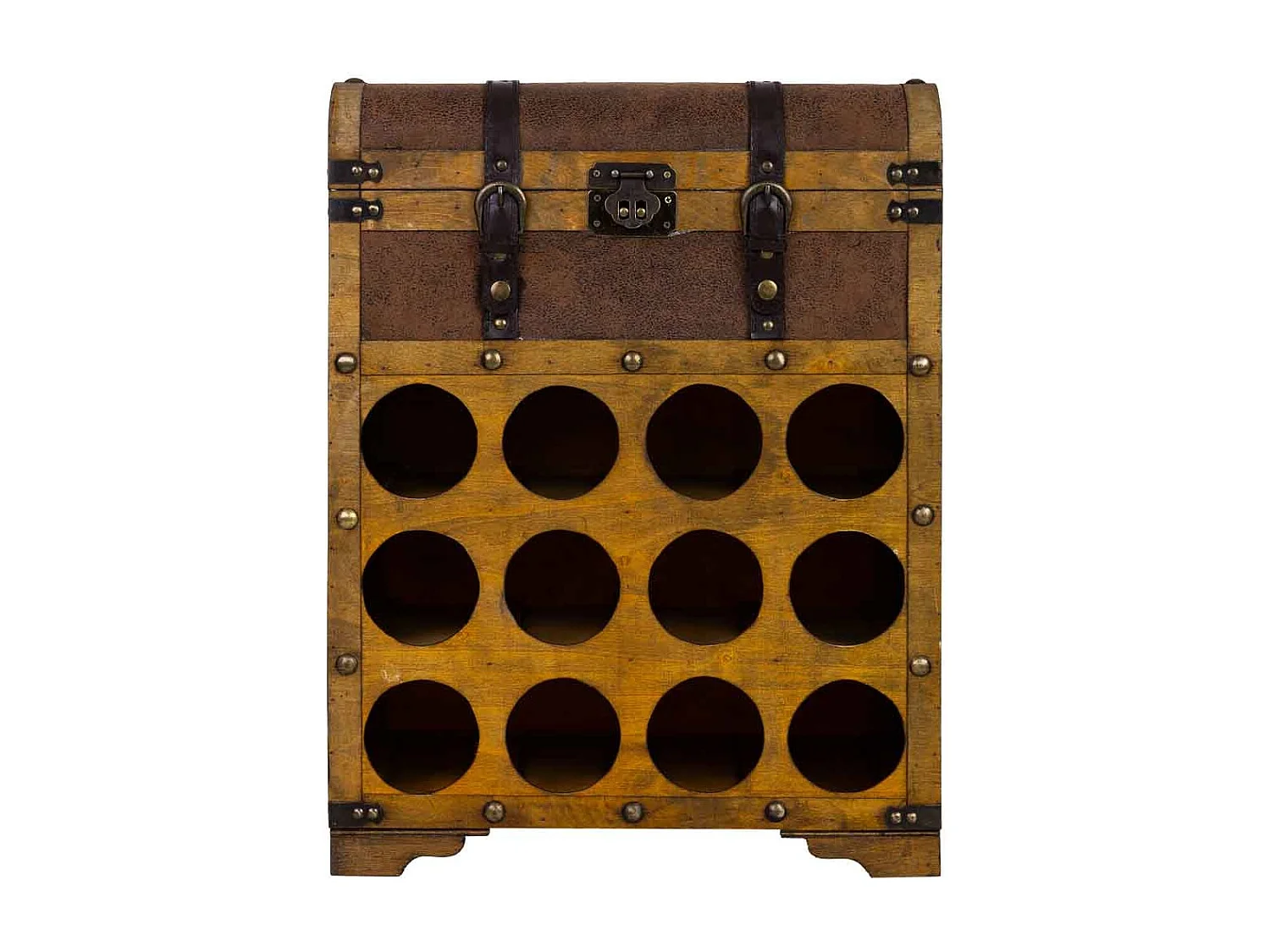 Weinregal-Truhe aus Holz braun, 45x28x59H cm